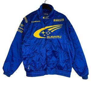 Vintage 90s Subaru Sparco World Rally Racing Jacket Blue Mens - L